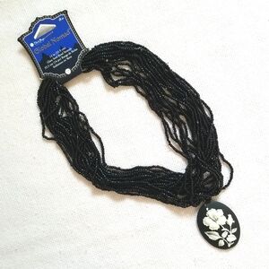 New Black Glass Seed Beads Flower Pendant Jewelry Making Crafts